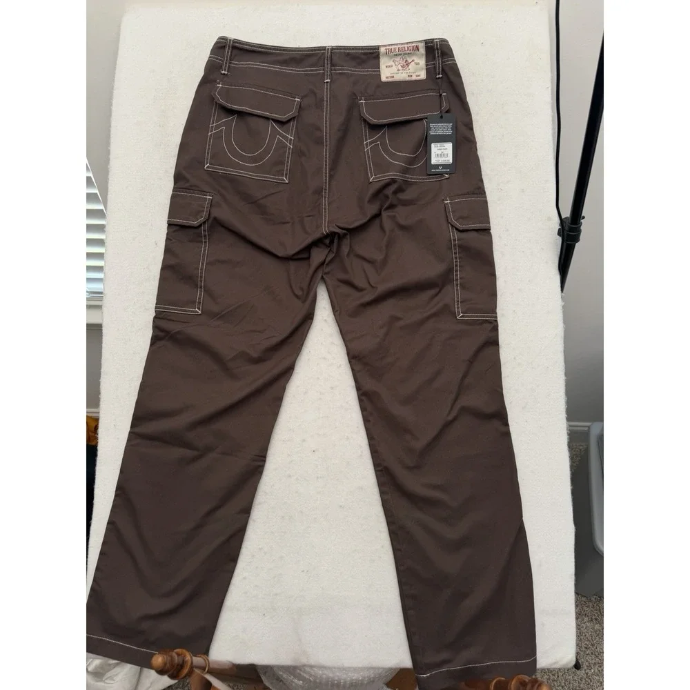 True Religion Cargo‎ Pants Bracken Brown Light Brown Stitch Mens 36x32 NEW $169